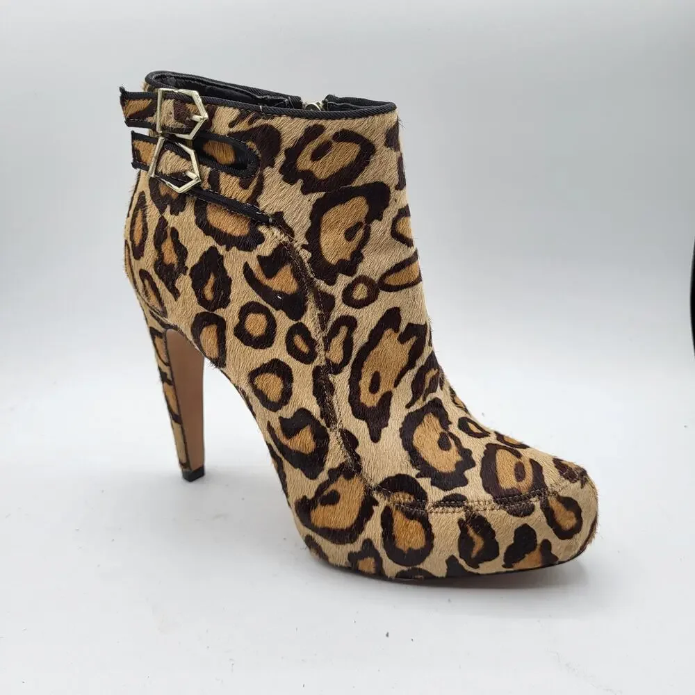 Sam Edelman Kit Fur Leopard Print Ankle 4.5